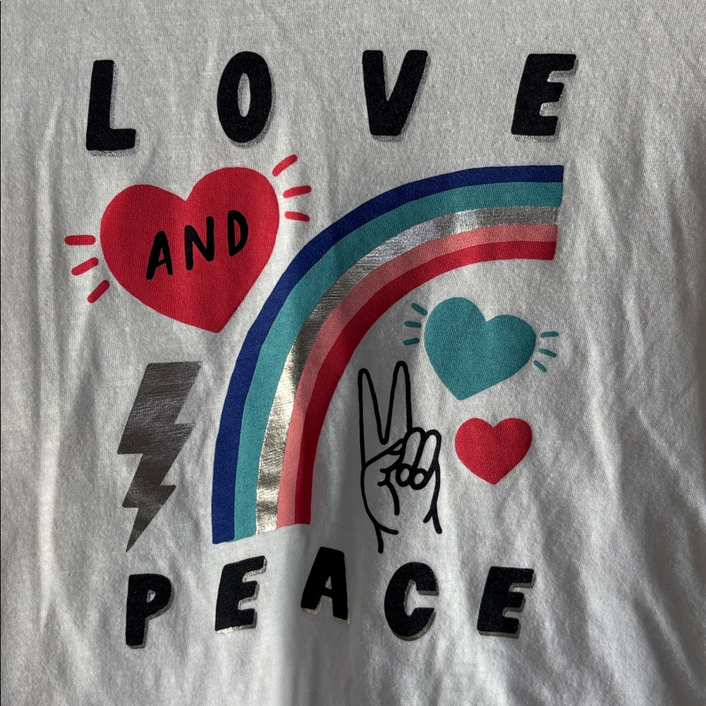 Love and Peace size XL(14/16) Graphic Long Sleeve Shirt - Picture 3 of 6